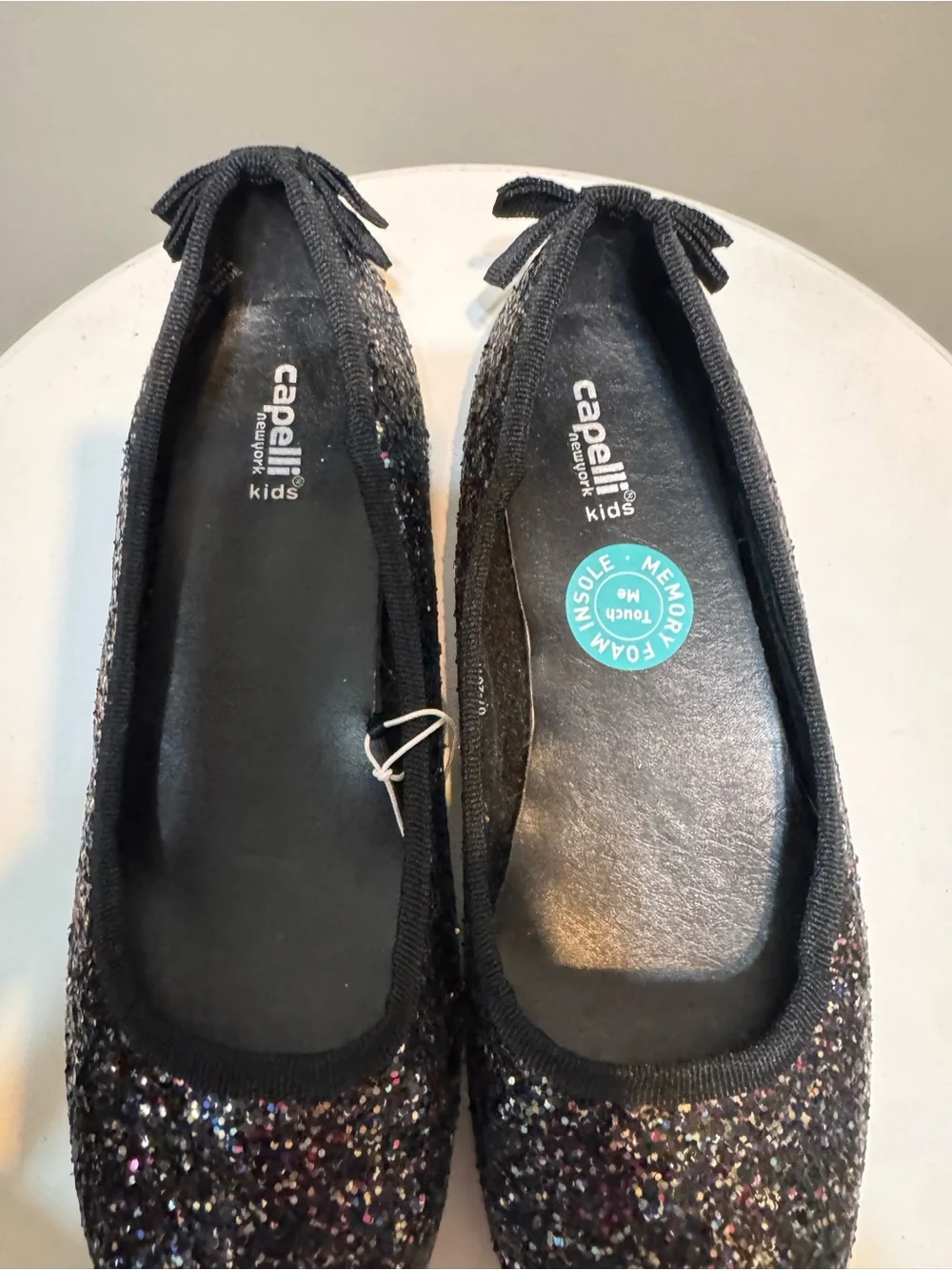 Capelli of New York Kids Black Glitter Ballet Flats